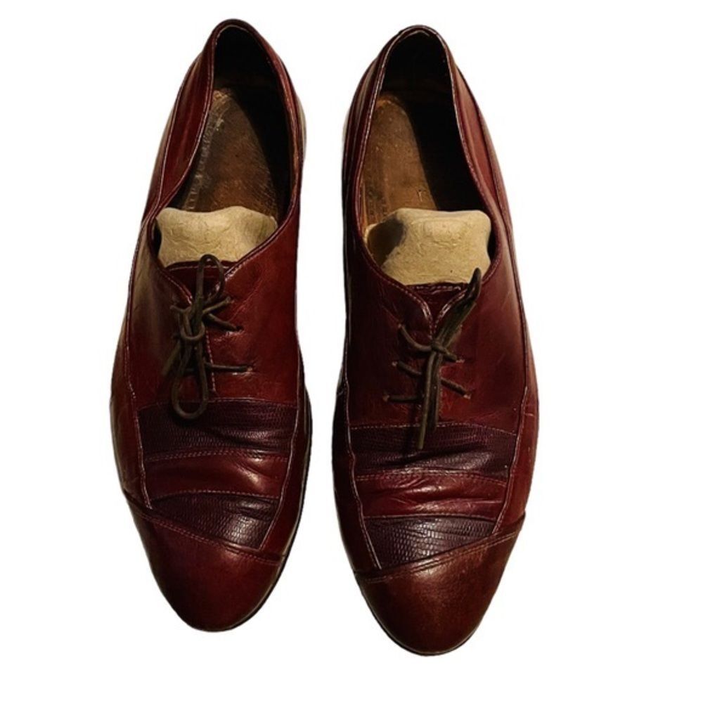 10/$25🦋 Emilio Franco Burgundy Leather Lace-Up Oxford Loafers  - Size 8